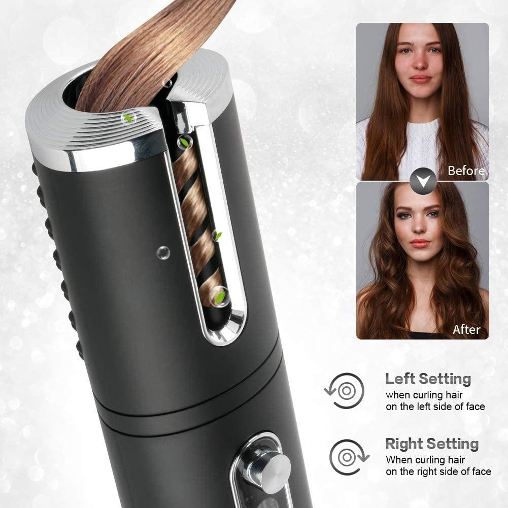 Portable Wireless Automatic Hair Curler for Travel with LED Temperature Display, Timer and USB Rechargeable (Black) Deals499