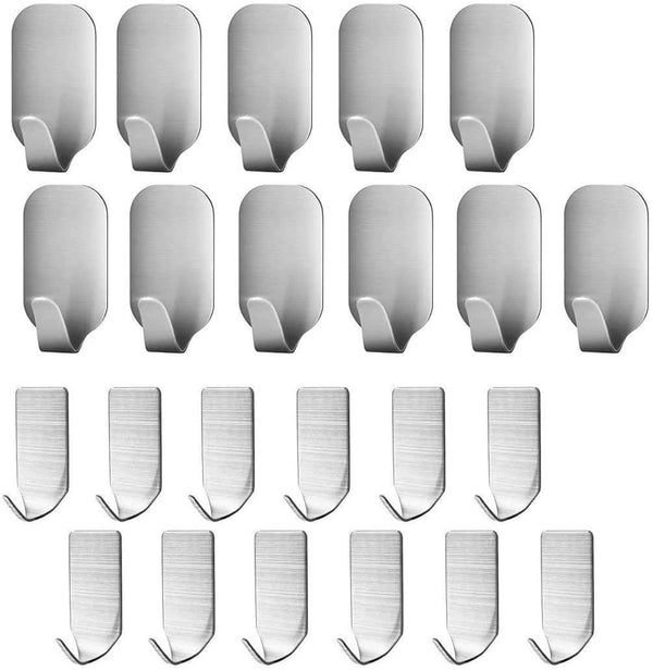 23 Pieces Stainless Steel Waterproof Self Adhesive Dual Wall Hooks for Bathroom, Bedroom and Kitchen Deals499