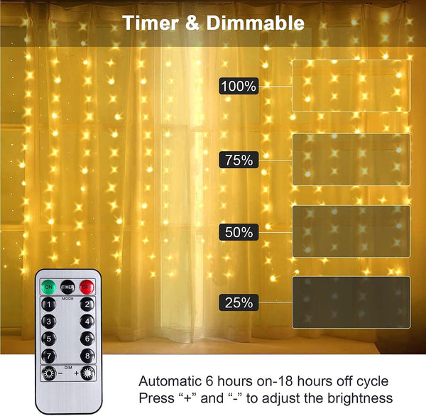 USB Powered 300 LED Curtain String Light with 8 Modes and Remote Control for Bedroom Party Wedding Decorations Deals499