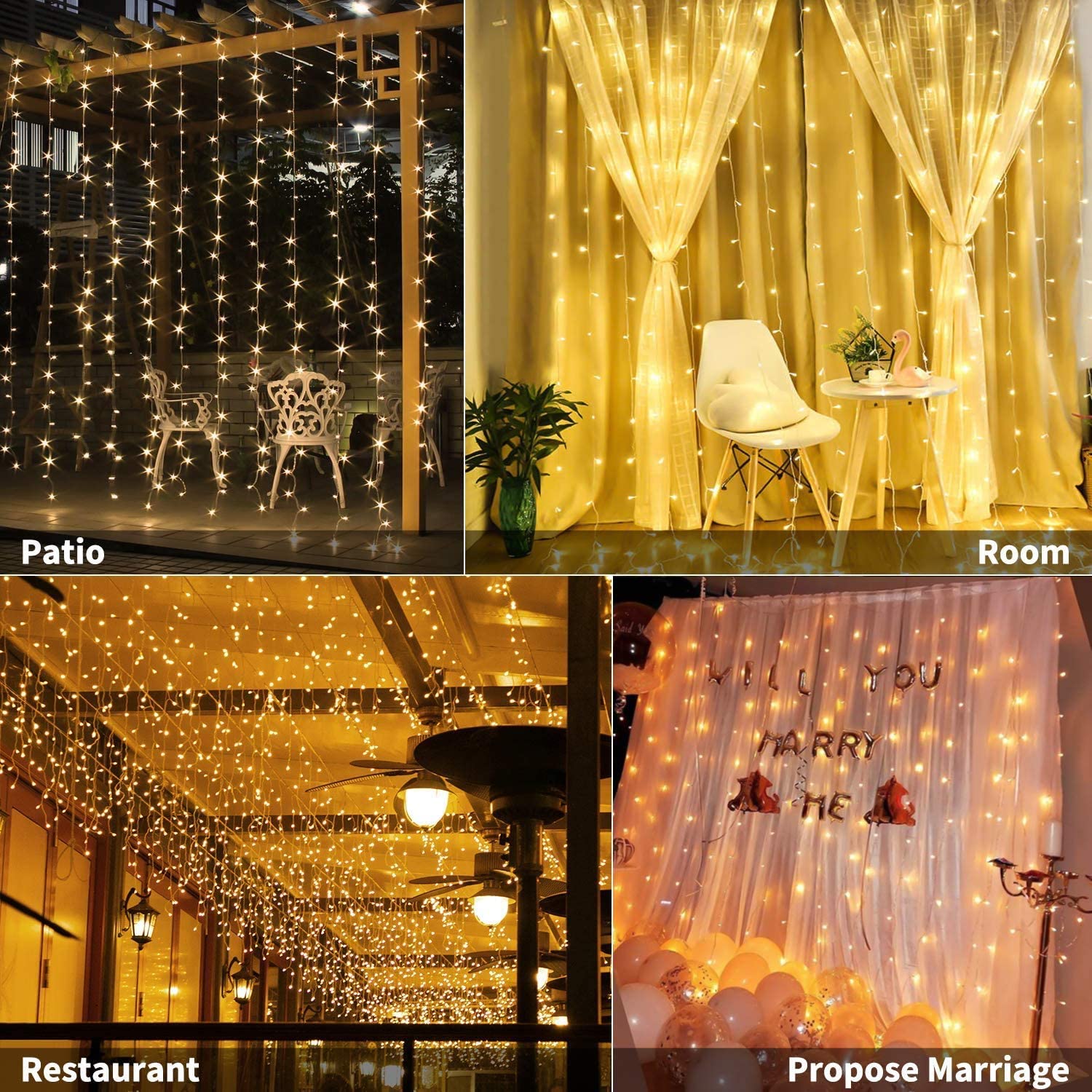 USB Powered 300 LED Curtain String Light with 8 Modes and Remote Control for Bedroom Party Wedding Decorations Deals499