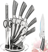 Kitchen Knife Block Set 8 Stainless Steel Knives with Wooden Color Handle (Silver color) Deals499