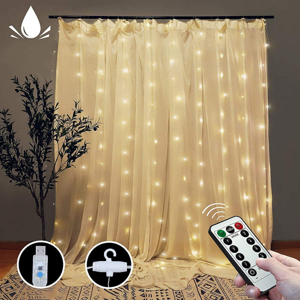 300 LEDs Window Curtain Fairy Lights 8 Modes and Remote Control for Bedroom (Warm White, 300 x 300cm) Deals499
