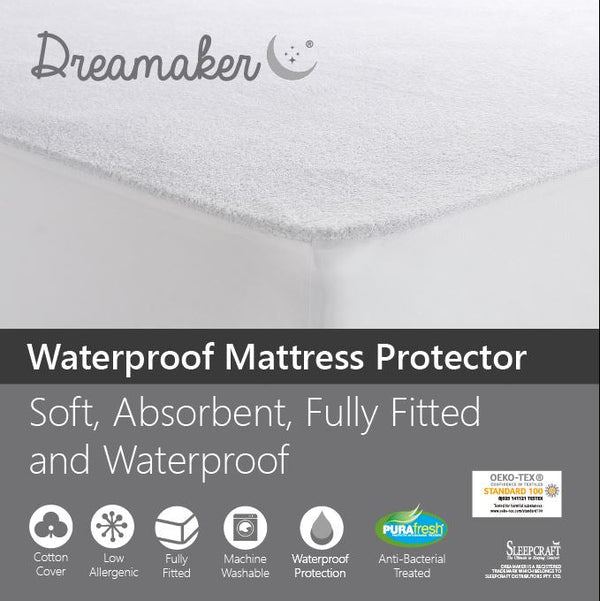 Dreamaker Waterproof Fitted Mattress Protector Double Bed Deals499