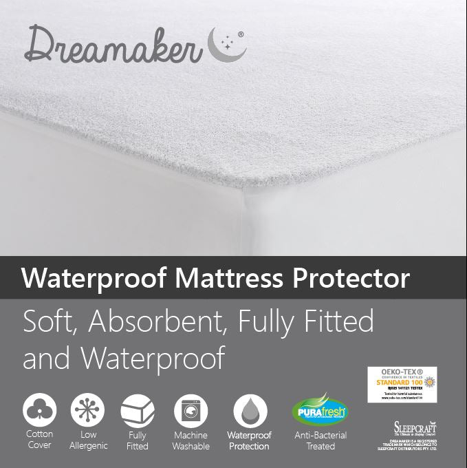 Dreamaker Waterproof Fitted Mattress Protector King Bed Deals499