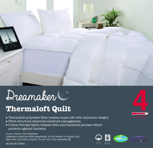 Dreamaker Thermaloft Quilt 400Gsm Single Bed Deals499