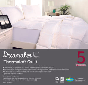 Dreamaker Thermaloft Quilt 500Gsm Single Bed Deals499