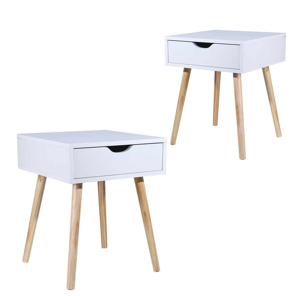 White Kuoluo Bedside Table Side Table Bedroom Drawers Set of 2 Deals499