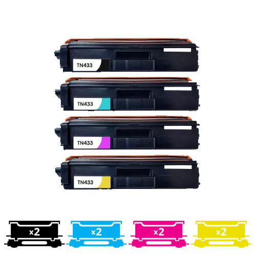 Compatible Premium 8-Pack Brother TN443 Compatible Toner Combo [2BK,2C,2M,2Y] - for use in Brother Printers Deals499