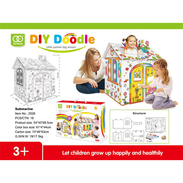 DIY Large Cardboard Coloring Creative Craft Play House Project Assemble Kids Deals499