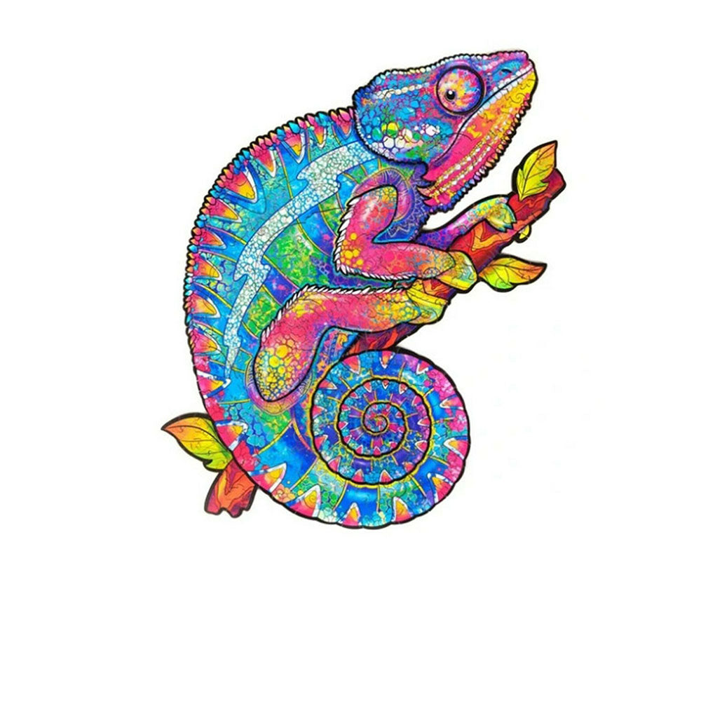 A3 Chameleon Wooden Jigsaw Puzzles Unique Animal Shapes Kids Adult Toy Gift Deals499