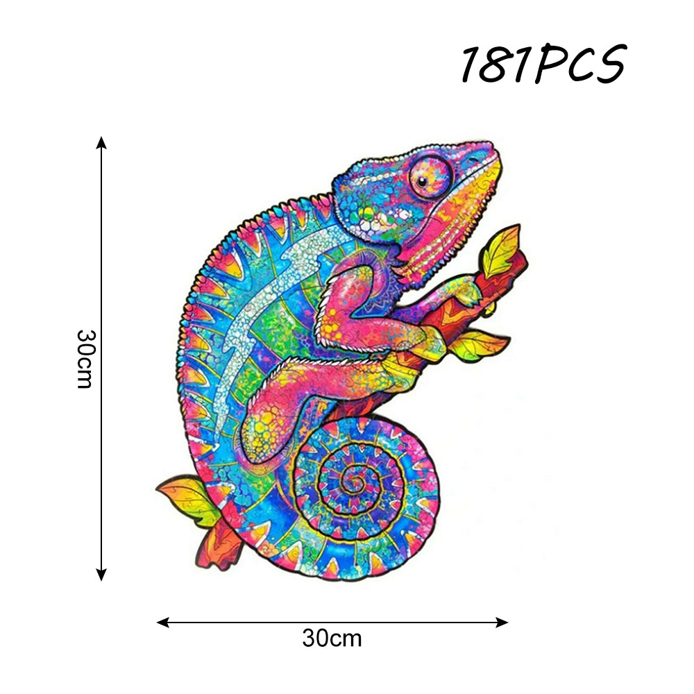 A3 Chameleon Wooden Jigsaw Puzzles Unique Animal Shapes Kids Adult Toy Gift Deals499