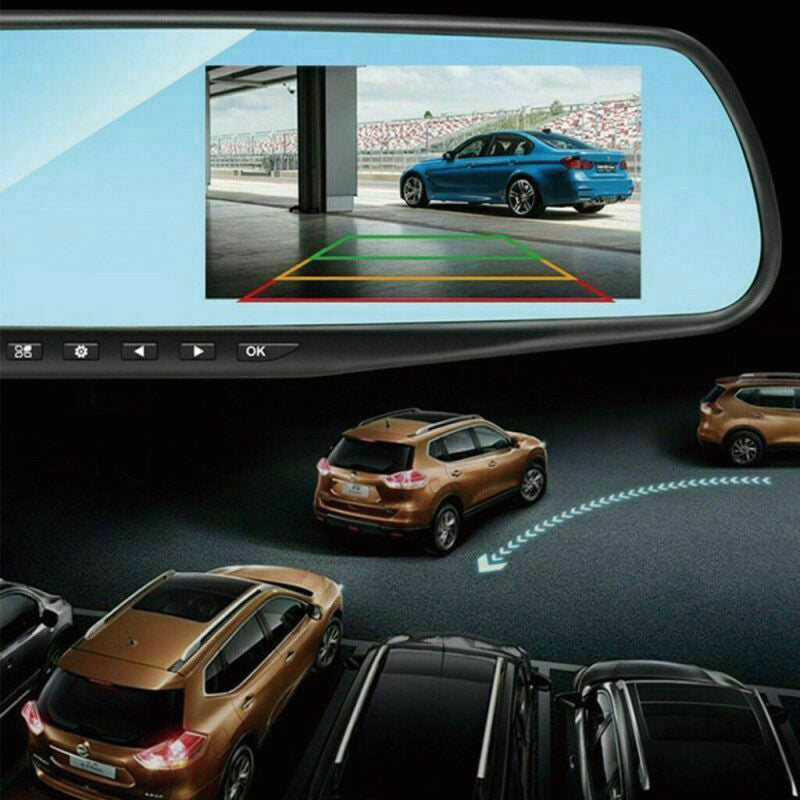 1080P Rear View Reversing Mirror 4.3'' Front And Rear DVR Car Dash Camera Dual Lens Deals499