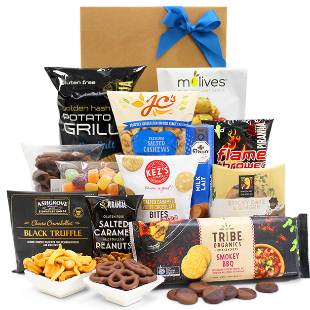 Party Pack Food Hamper - Rice Crackers, Potato Grills, Olives, Chocolates and Nuts - Party Hamper Gift Box for Birthdays, Christmas, Easter, Anniversaries, Weddings, Graduations, Office & College Parties Deals499