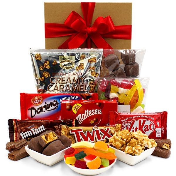 Chocolate Gift Hamper with Twix, Maltesers, Kitkat, Caramel Popcorn, Chocolate Honeycomb, Tim Tams, Party Mix - Sweet & Dessert Hamper for Birthdays, Christmas, Easter, Thanksgiving, Anniversaries Deals499