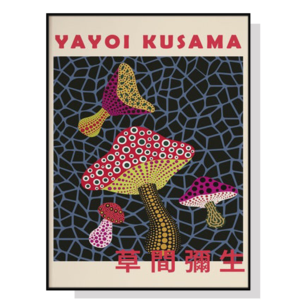 Mushroom By Yayoi Kusama Black Frame Canvas 70cmx100cm Deals499