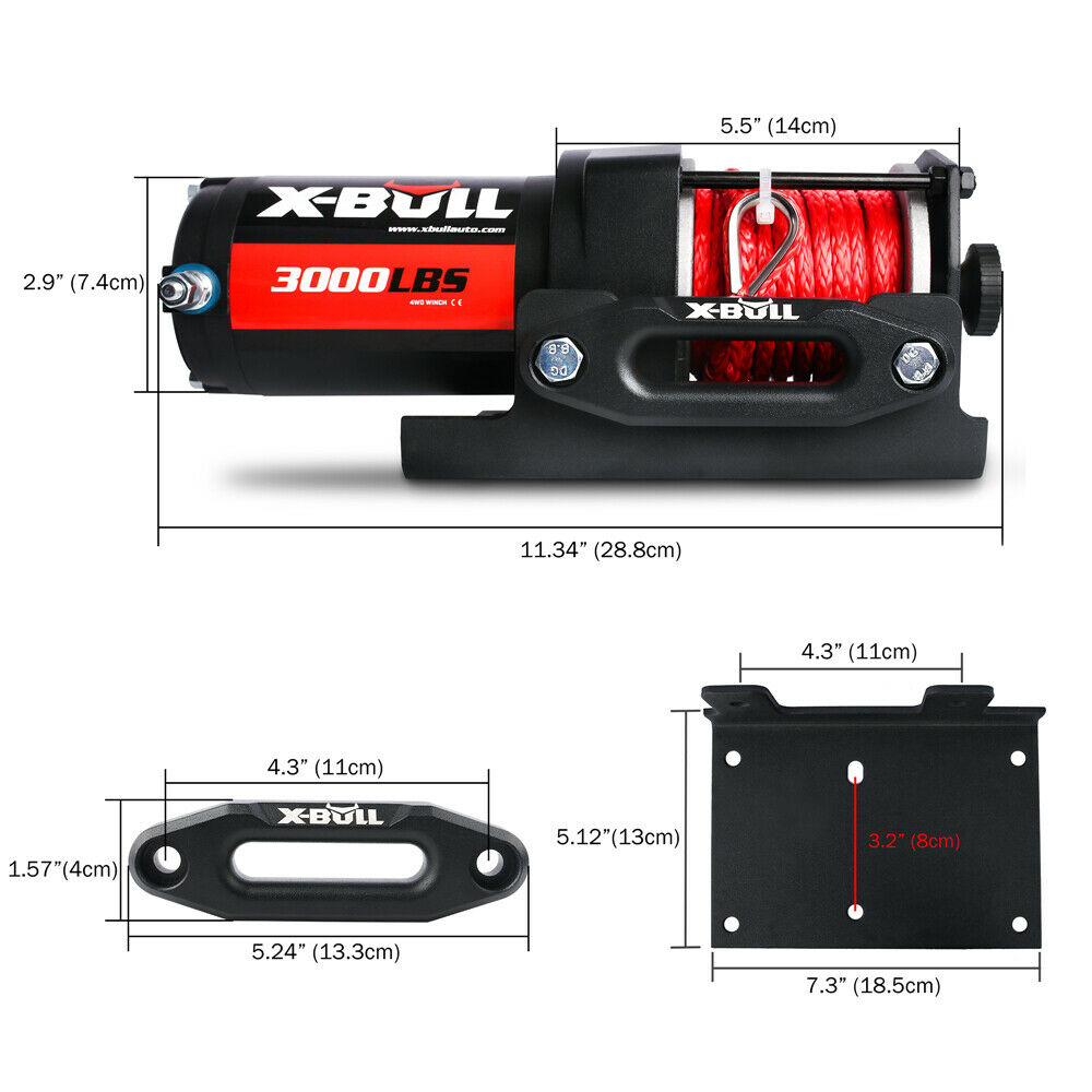 X-BULL Electric Winch 12V Wireless 3000lbs/1360kg Synthetic Rope BOAT ATV 4WD Deals499