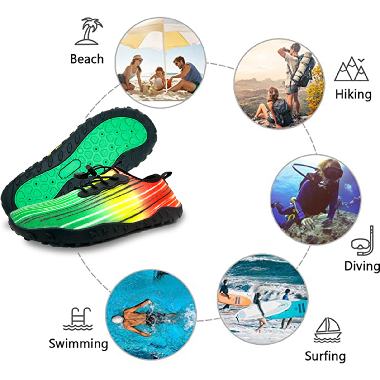 Water Shoes for Men and Women Soft Breathable Slip-on Aqua Shoes Aqua Socks for Swim Beach Pool Surf Yoga (Green Size US 9) from Deals499 at Deals499