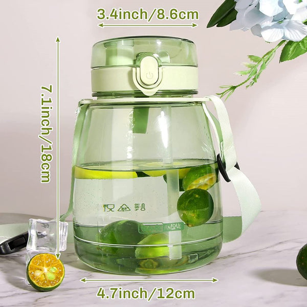 Clear Large Water Bottle Water Jug with Adjustable Shoulder Strap - Green Deals499