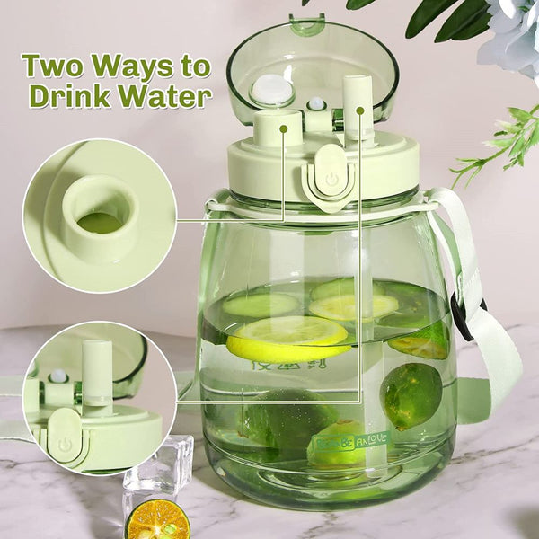 Clear Large Water Bottle Water Jug with Adjustable Shoulder Strap - Green Deals499