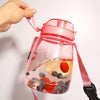 Clear Large Water Bottle Water Jug with Adjustable Shoulder Strap - Pink Deals499