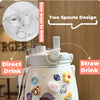 1000ml Large Water Bottle Stainless Steel Straw Water Jug with FREE Sticker Packs (White) Deals499