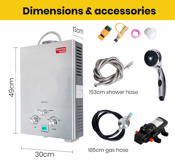 Thermomate Outdoor Water Heater Gas Camping Hot Portable Tankless Shower Pump Deals499
