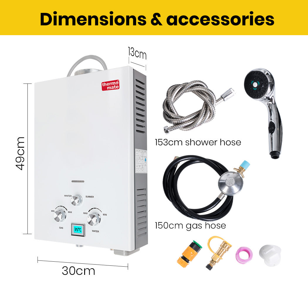 Thermomate Outdoor Water Heater Gas Camping Tankless Portable Hot Shower Deals499