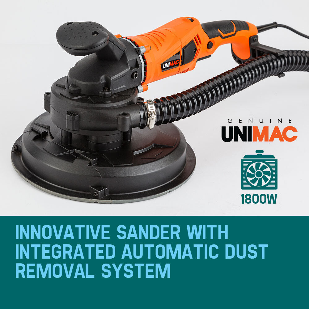 UNIMAC 1800W Drywall Sander Plaster Automatic Wall Gyprock Vacuum System Deals499