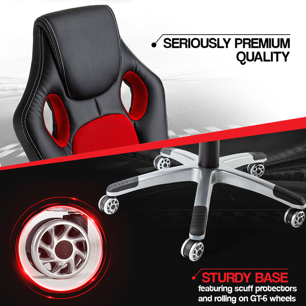 OVERDRIVE Racing Office Chair Seat Executive Computer Gaming PU Leather Deluxe Deals499