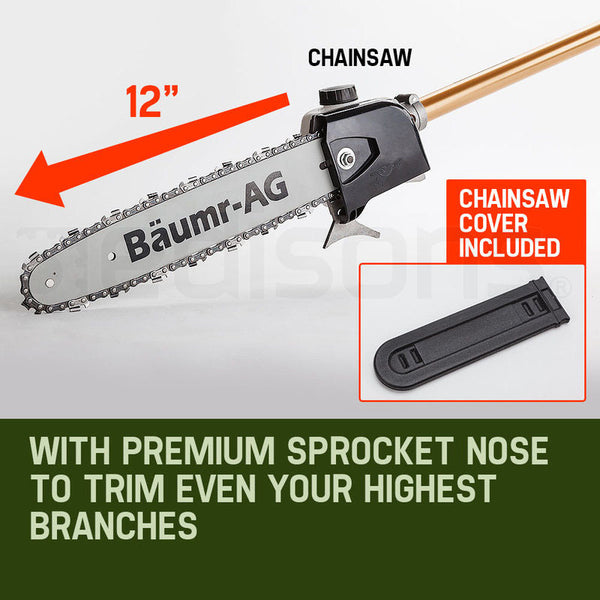 Baumr-AG 65CC Long Reach Pole Chainsaw Hedge Trimmer Pruner Chain Saw Tree Multi Tool Deals499