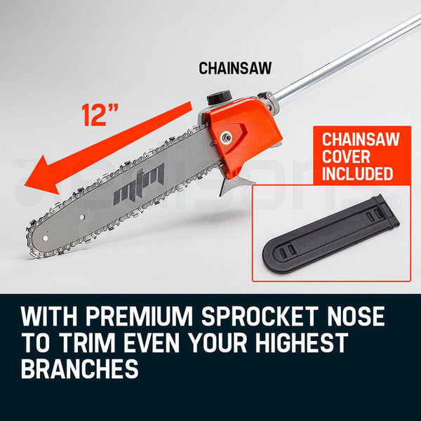 MTM 62CC Long Reach Pole Chainsaw Hedge Trimmer Pruner Chain Saw Cutter Multi Tool Deals499