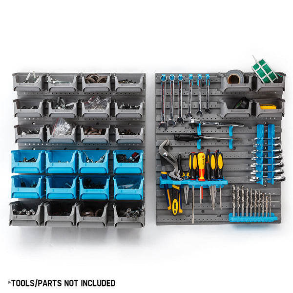 Baumr-AG 44 Part Storage Bin Rack Wall Mounted Tool Organiser Box Shelving Deals499
