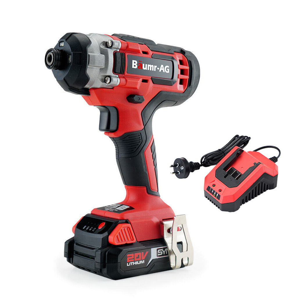 BAUMR-AG 20V Cordless Impact Driver Lithium Screwdriver Kit w/ Battery Charger Deals499