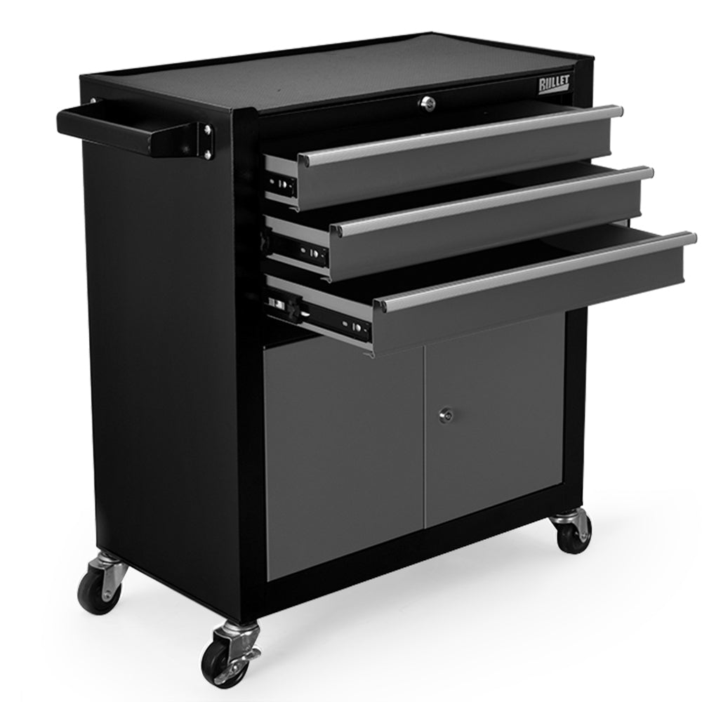 BULLET Tool Chest Cabinet Box Trolley Rolling Wheels Drawer Storage Steel Black Deals499