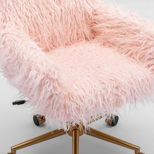 Fluffy Office Chair Faux Fur Modern Swivel Desk Chair for Women And Girls-Pink Deals499