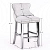 2x Velvet Upholstered Button Tufted Bar Stools with Wood Legs and Studs-Grey Deals499