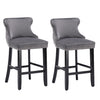 2x Velvet Upholstered Button Tufted Bar Stools with Wood Legs and Studs-Grey Deals499