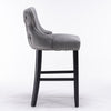 2x Velvet Upholstered Button Tufted Bar Stools with Wood Legs and Studs-Grey Deals499