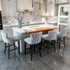 2x Velvet Upholstered Button Tufted Bar Stools with Wood Legs and Studs-Grey Deals499