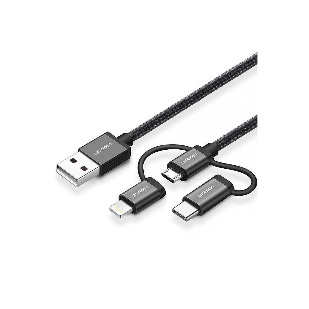 UGREEN USB-A To Micro USB++Type C (3 in 1) Cable (Black, 1m) - 80326 Deals499