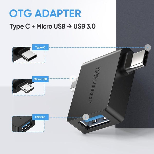 UGREEN Micro USB Male + USB-C to USB 3.0 Female OTG Adapter - 30453 Deals499