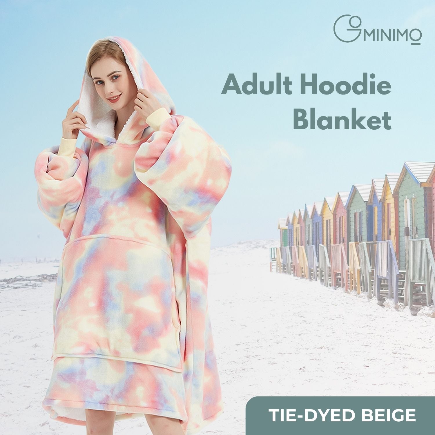 GOMINIMO Hoodie Blanket Adult Tie-Dyed Beige GO-HB-125-AYS from Deals499 at Deals499