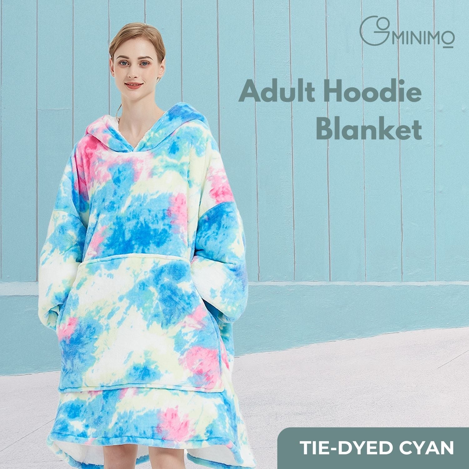 GOMINIMO Hoodie Blanket Adult Tie-Dyed Cyan GO-HB-126-AYS from Deals499 at Deals499