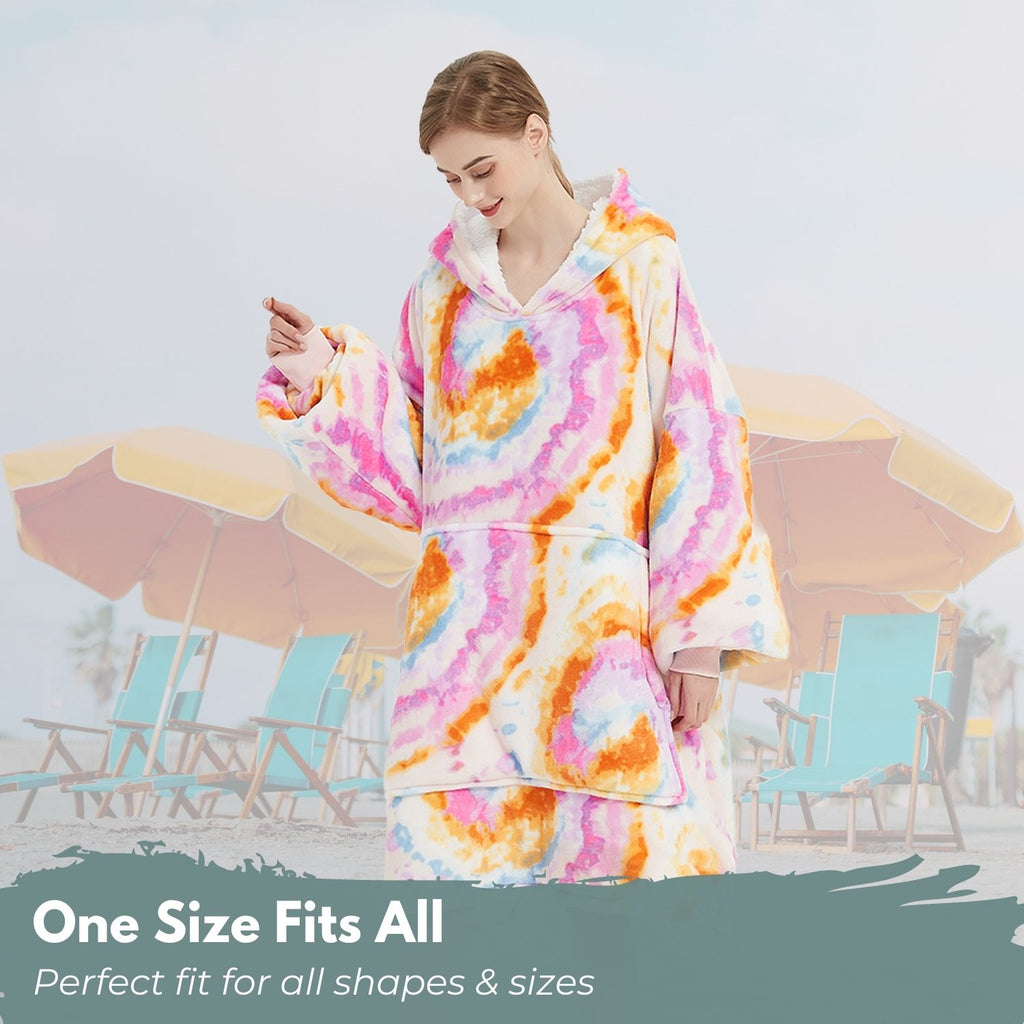 GOMINIMO Hoodie Blanket Adult Tie-Dyed Orange GO-HB-124-AYS from Deals499 at Deals499