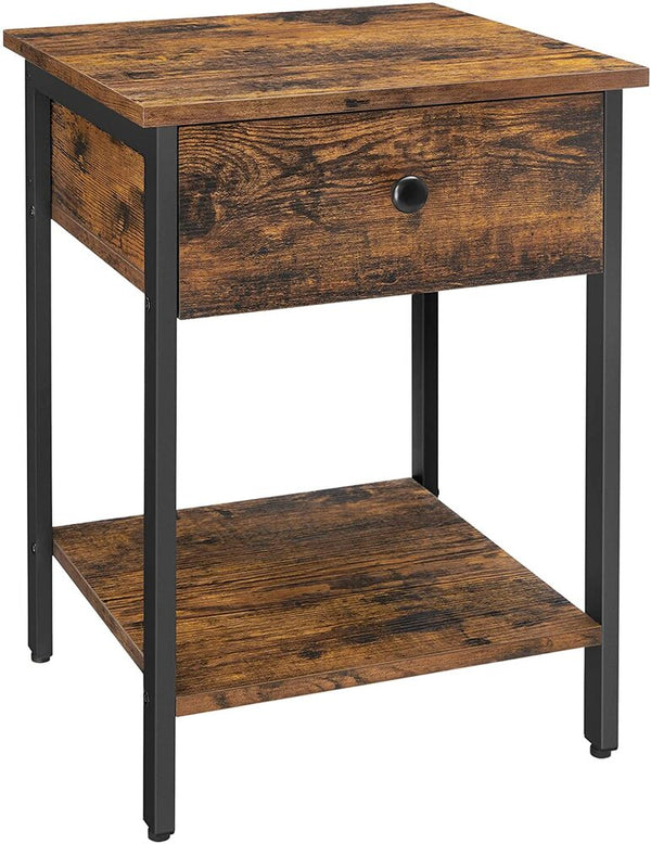 VASAGLE Nightstand Bedside Table Side Table with Drawer and Shelf End Table Bedroom Living Room Easy Assembly Steel Frame Industrial Rustic Brown and Black LET55BX Deals499
