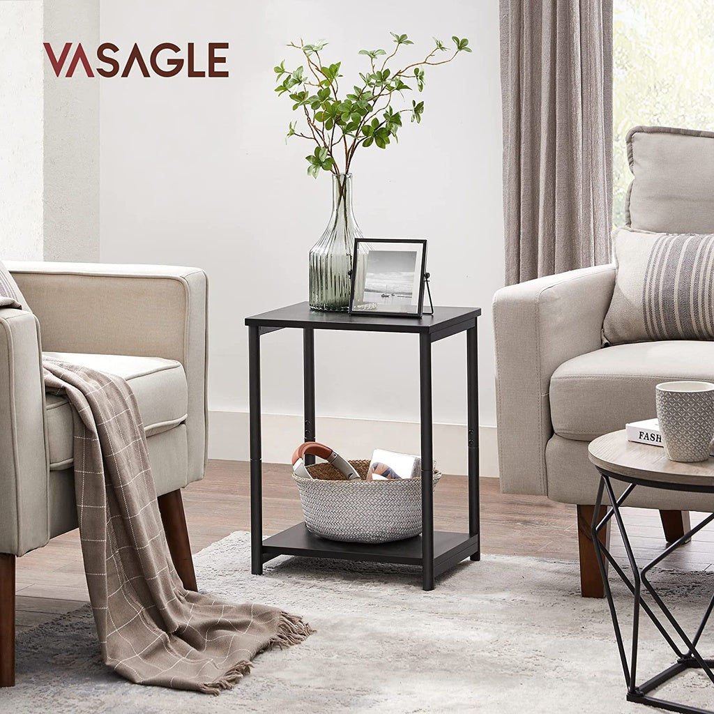 VASAGLE Side Table Set of 2 Charcoal Gray and Black with Storage Shelf LET272B16 Deals499