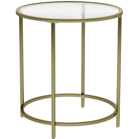 VASAGLE Round Side Table Tempered Glass End Table With Golden Metal Frame Small Coffee Table Gold LGT20G Deals499