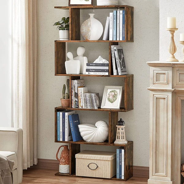 VASAGLE 5-Tier Bookshelf Display Shelf and Room Divider Freestanding Decorative Storage Shelving Rustic Brown LBC62BX Deals499