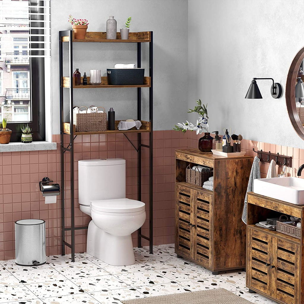 VASAGLE 3-Tier Bathroom Storage Shelf Over Toilet Organizer Rustic Brown and Black Deals499