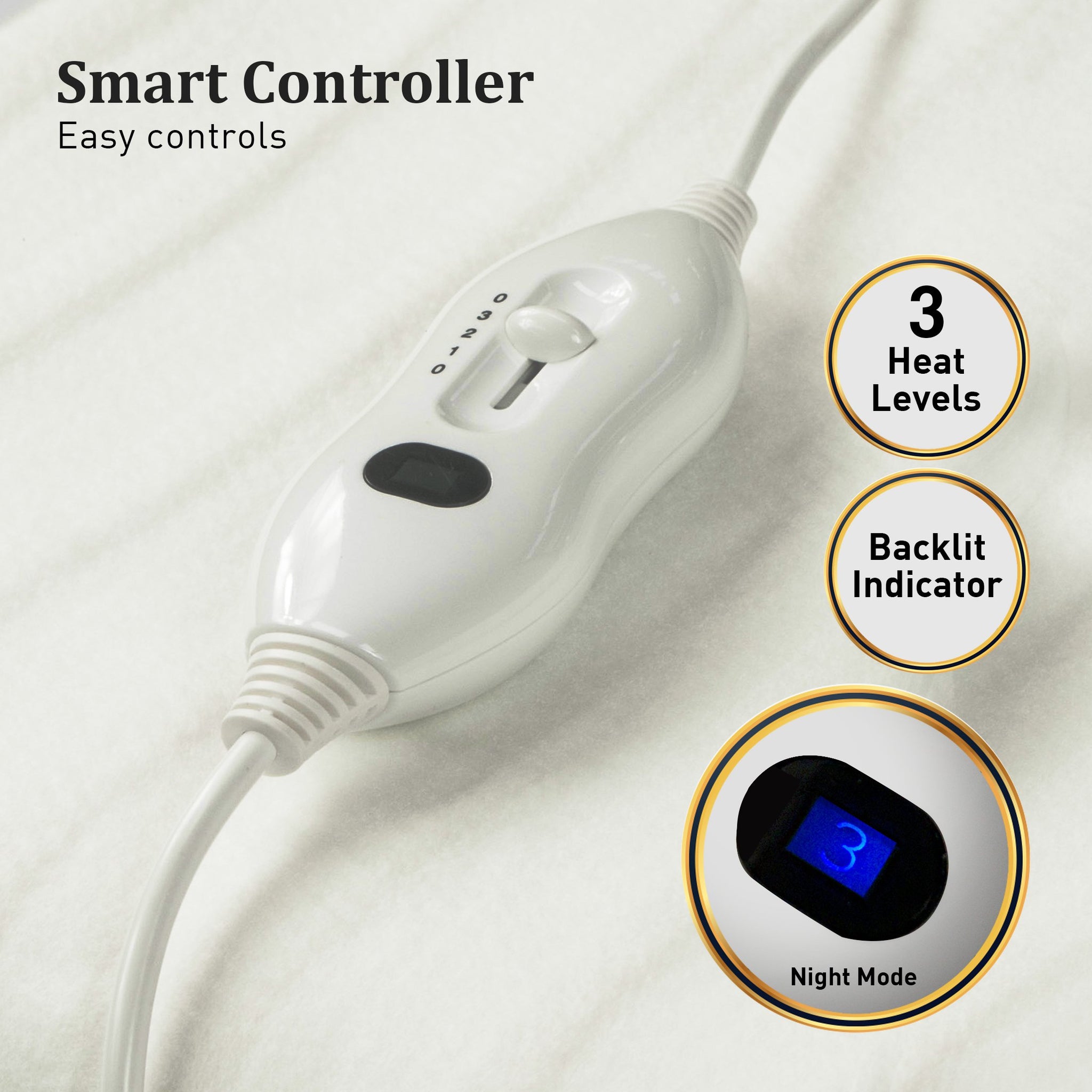 Laura Hill Heated Electric Blanket Double Size Fitted Polyester Underlay Winter Throw - White from Deals499 at Deals499